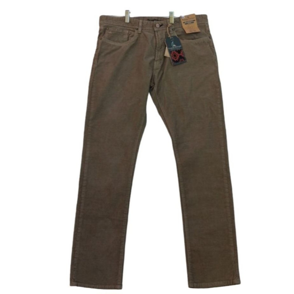 TAYLOR VINTAGE NEW CANAAN SLIM FIT STRETCH CORDUROY OLIVE GREEN SIZE 36